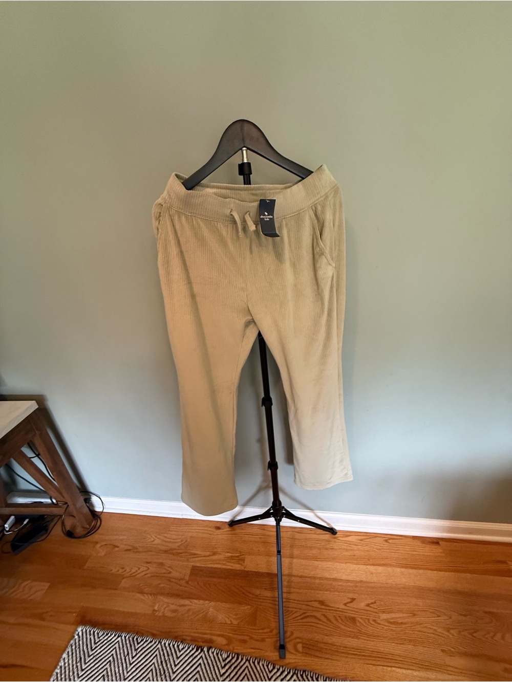 Abercrombie & Fitch Light Green ribbed Drawstring Pants